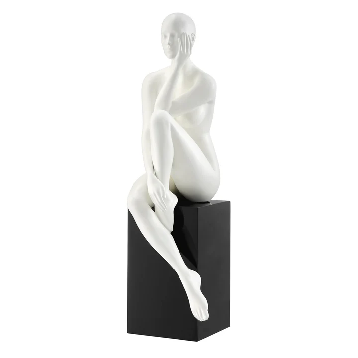 Antoinette Doll Sculpture in Matte White with Black Base – Satgart Exclusive - Image 2